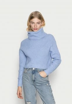 Even&Odd Damen CROPPED LOOSE TURTLENECK - Strickpullover - Light Blue