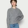 Even&Odd Damen BAT SHAPE MOCK NECK SHORTER - Strickpullover - Mottled Grey