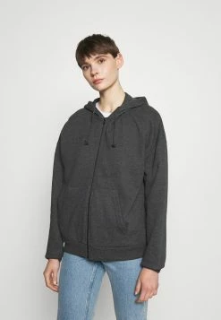 Even&Odd Damen OVERSIZED HOODED ZIP JACKET - Sweatjacke - Mottled Dark Grey