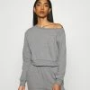 Even&Odd Damen Off Shoulder&Jogger Set - Sweatshirt - Mottled Grey