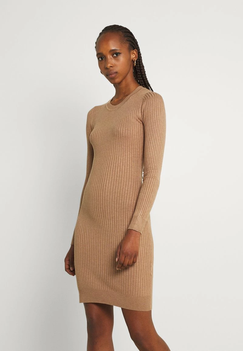 Even&Odd Damen Knit Mini Wide Rib Basic Dress - Etuikleid - Mottled Dark Brown 3 Even&Odd Damen Knit Mini Wide Rib Basic Dress - Etuikleid - Mottled Dark Brown