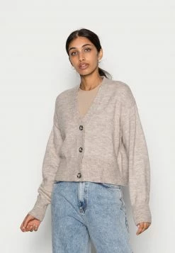Even&Odd Damen BASIC BLEND BUTTON CROP - Strickjacke - Taupe