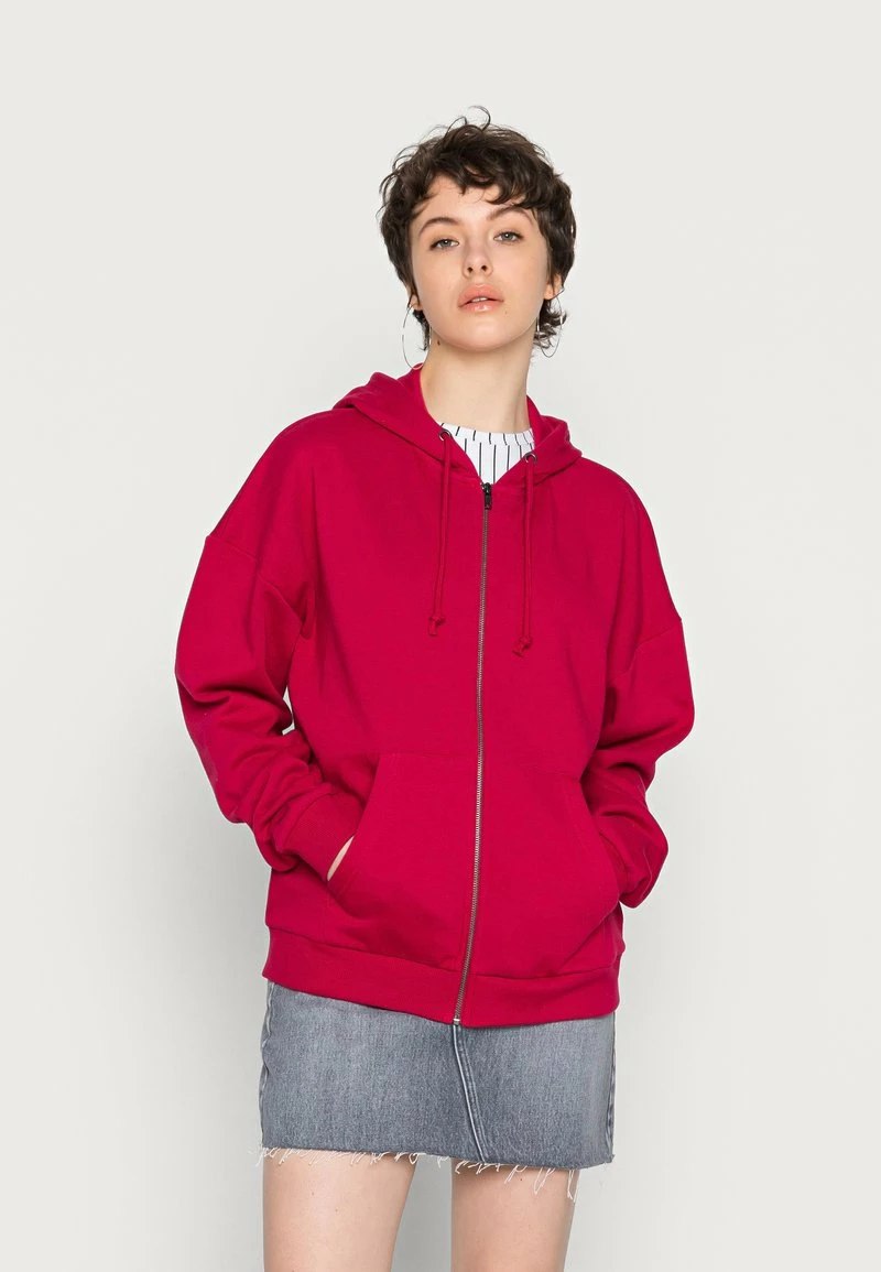 Even&Odd Damen OVERSIZED HOODED ZIP JACKET - Sweatjacke - Red 3 Even&Odd Damen OVERSIZED HOODED ZIP JACKET - Sweatjacke - Red