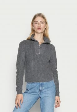 Even&Odd HALF ZIP JUMPER - Strickpullover - Mottled Dark Grey | Damen