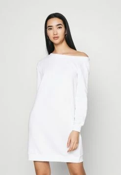 Even&Odd Damen SWEAT OFF SHOULDER MINI DRESS - Freizeitkleid - White