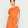 Even&Odd BASIC Short Sleeves Mini Belted Dress - Jerseykleid - Orange | Damen