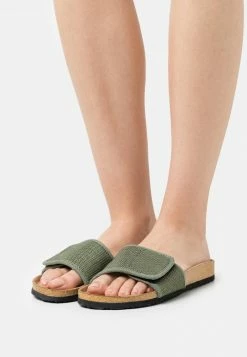 Even&Odd Damen Pantolette Flach - Khaki