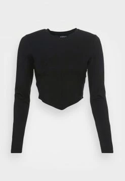 Even&Odd Damen CROPPED LONG SLEEVE WITH POINTY HEM - Langarmshirt - Black -Even&Odd Verkäufe 2024 6de5abf0fa034413a6cea47e947470d6