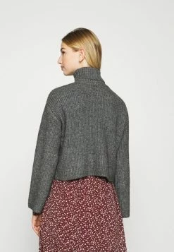 Even&Odd Damen CROPPED BOXY ROLL NECK - Strickpullover - Mottled Dark Grey -Even&Odd Verkäufe 2024 7247cda5bcd54ffa810c8195c9ec36a6