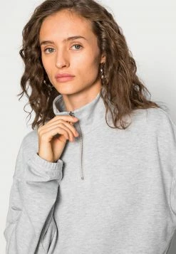 Even&Odd Damen CROPPED WITH HALF ZIP COLLAR - Sweatshirt - Mottled Light Grey -Even&Odd Verkäufe 2024 7549243cd89c497880c99fd395b17b4b