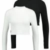 Even&Odd Damen 2 PACK - Langarmshirt - White/black