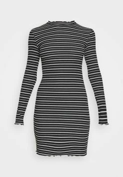 Even&Odd Damen Rushed Edges Mini High Neck Long Sleeves Dress - Etuikleid - Black/ White -Even&Odd Verkäufe 2024 7d2a11fc40d14301a87185d8f641a987