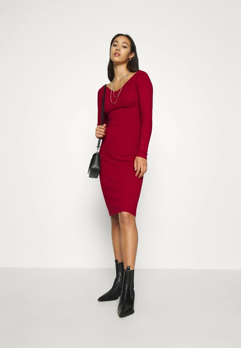 Even&Odd Damen KNIT V NECK MIDI BODYCON DRESS - Etuikleid - Red 4 Even&Odd Damen KNIT V NECK MIDI BODYCON DRESS - Etuikleid - Red – Bild 2
