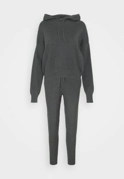 Even&Odd Damen Jogger And Hoodie Set - Strickpullover - Mottled Dark Grey