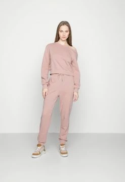 Even&Odd Damen Off Shoulder&Jogger Set - Sweatshirt - Pink