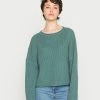 Even&Odd Damen OVERSIZE CROPPED ROLLED EDGE JUMPER - Strickpullover - Green