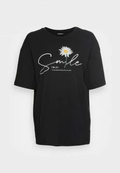 Even&Odd Damen LIZ SMILE DAISY TEE - T-Shirt Print - Black -Even&Odd Verkäufe 2024 d4318da152654505b28bbe3ddfe6964c