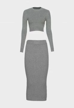 Even&Odd Damen PERKIN CROPPED SKIRT SET - Strickpullover - Mottled Grey -Even&Odd Verkäufe 2024 da6edb4721084d39b3c95124ccbbc25a