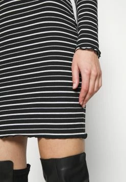 Even&Odd Damen Rushed Edges Mini High Neck Long Sleeves Dress - Etuikleid - Black/ White -Even&Odd Verkäufe 2024 e6504b7b1df94a15b236402b7e54c51c