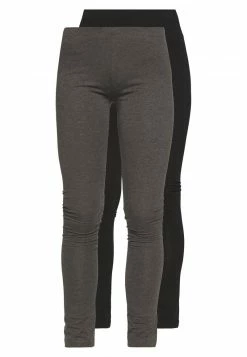 Even&Odd Damen 2 PACK - Leggings - Hosen - Black/mottled Dark Grey