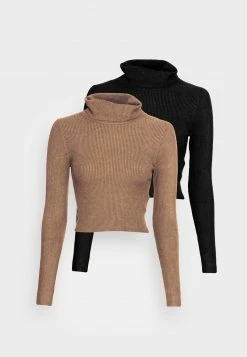 Even&Odd Damen CROPPED TURTLE NECK 2 PACK - Strickpullover - Black/mottled Dark Brown -Even&Odd Verkäufe 2024 e8a1603ff7174852bad4844a13a0e962