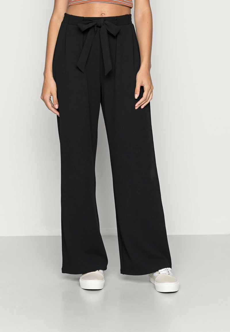 Even&Odd BELT DETAIL WIDE LEG PANTS - Stoffhose - Black | Damen 3 Even&Odd BELT DETAIL WIDE LEG PANTS - Stoffhose - Black | Damen