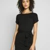 Even&Odd Damen BASIC Short Sleeves Mini Belted Dress - Jerseykleid - Black/black