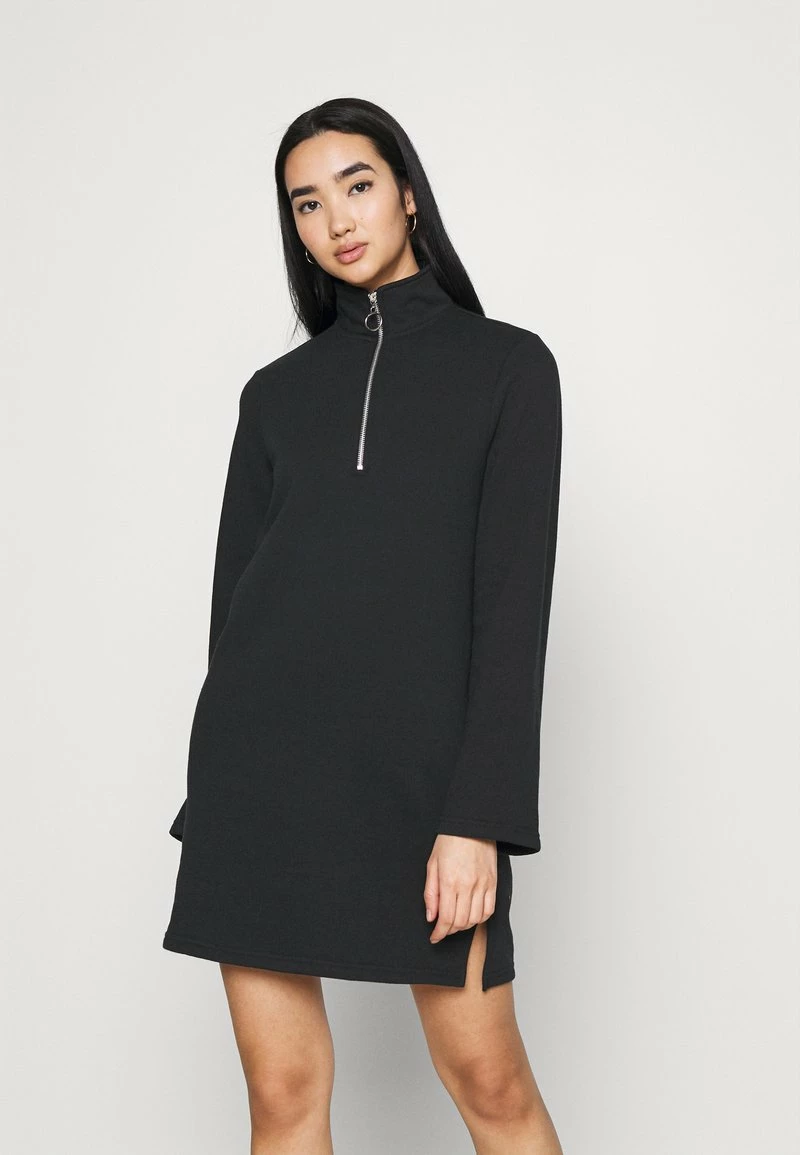 Even&Odd SWEAT HIGH NECK MINI DRESS WITH HALF ZIP THROUGH - Freizeitkleid - Black | Damen 3 Even&Odd SWEAT HIGH NECK MINI DRESS WITH HALF ZIP THROUGH - Freizeitkleid - Black | Damen