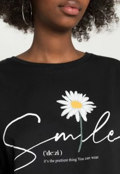 Even&Odd Damen LIZ SMILE DAISY TEE - T-Shirt Print - Black -Even&Odd Verkäufe 2024 ff873762e6a7453f8c5f31fc383d9f13